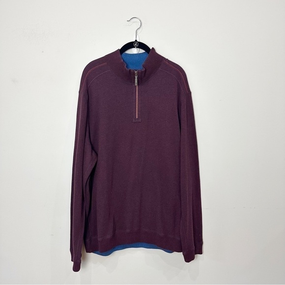 Tommy Bahama Other - Tommy Bahama Reversible Half Zip Pullover Knit Burgandy Blue